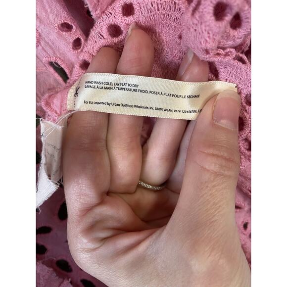 Free People Shirt Womens Small Pink Yesenia Shacket Casual Crochet Festival Top - Picture 5 of 11